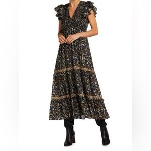 SEA NY Walker Flutter-Sleeve Floral Maxi Dress - Size 2 - EUC - Dry Cleaned